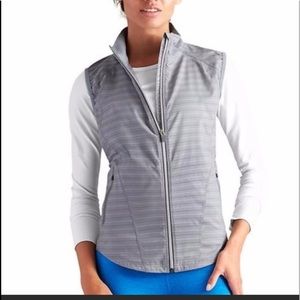 Athleta Stripe Jammin Run Vest Training Run Jacket F.